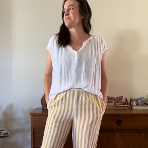 White LOFT flowy short-sleeved blouse